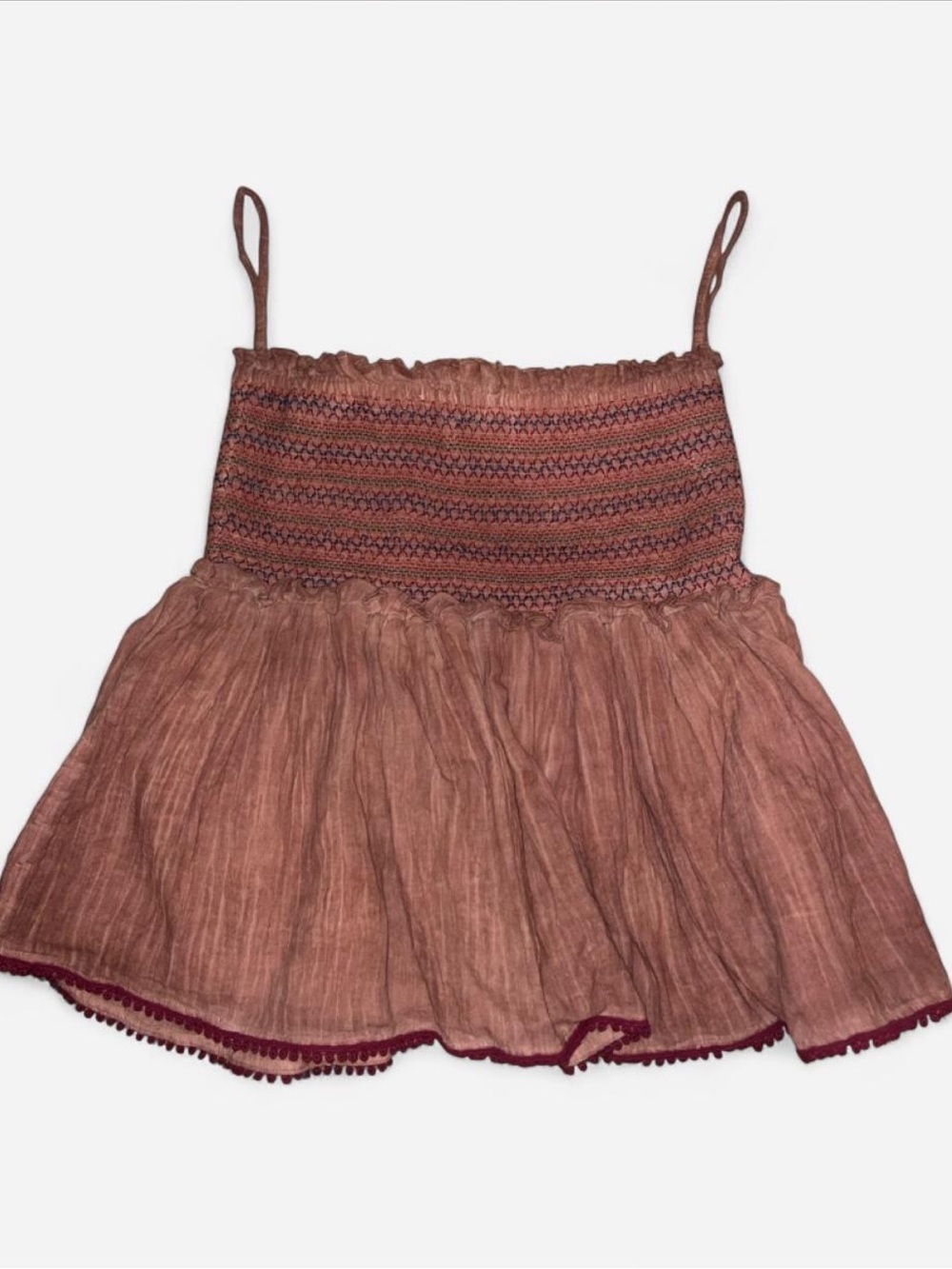 NATURAL LIFE Dusty Rose Smocked Spaghetti Strap Camisole